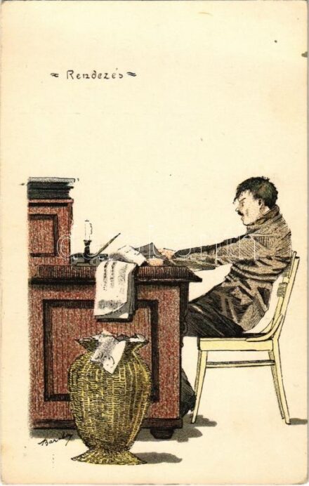 Selmecbánya, Schemnitz, Banská Stiavnica; Rendezés. A Selmeci Diákéletből XXI. Studentika. Röttig-Romwalter nyomda rt. Sopron / Studentica art postcard s: Bartha L.
