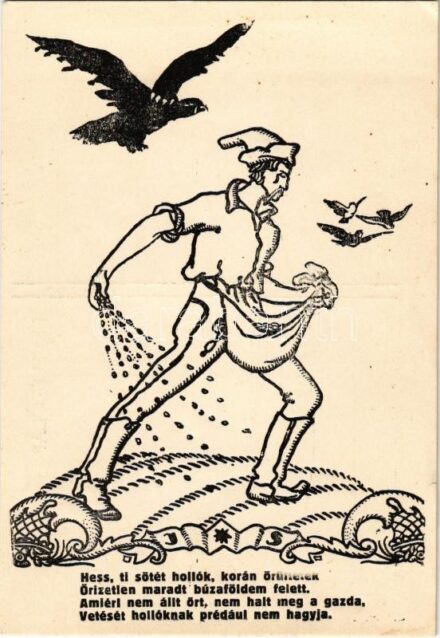 Hess, ti sötét hollók... Kiadja a Székely Naptárak kiadóvállalata - Becsüljük meg nemzeti viseletünket, hogy általa mi is megbecsültessünk / Hungarian irredenta art postcard (EK)