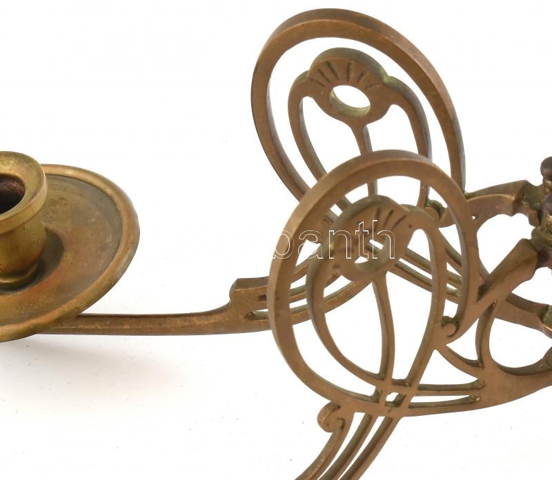 Szecessziós falikar, 2db, összesen 4 kar, kopott, h:22cm - Image 2