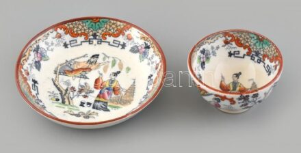 Boch Fréres Keramis mokkás csésze, matricás fajansz, jelzett, kopott, mázrepedésekkel m:6cm