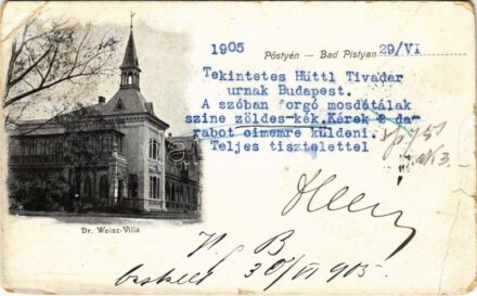 1905 Pöstyén, Piestany; Dr. Weisz Villa / villa (szakadás / tear)
