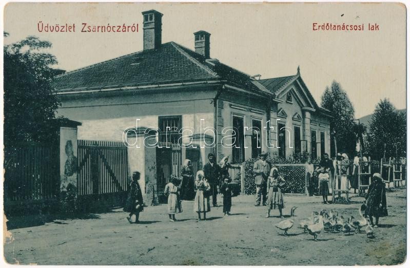 1909 Zsarnóca, Zarnovica; Erdőtanácsosi lak. W.L. 357. (?) / forester's house (szakadás / tear)