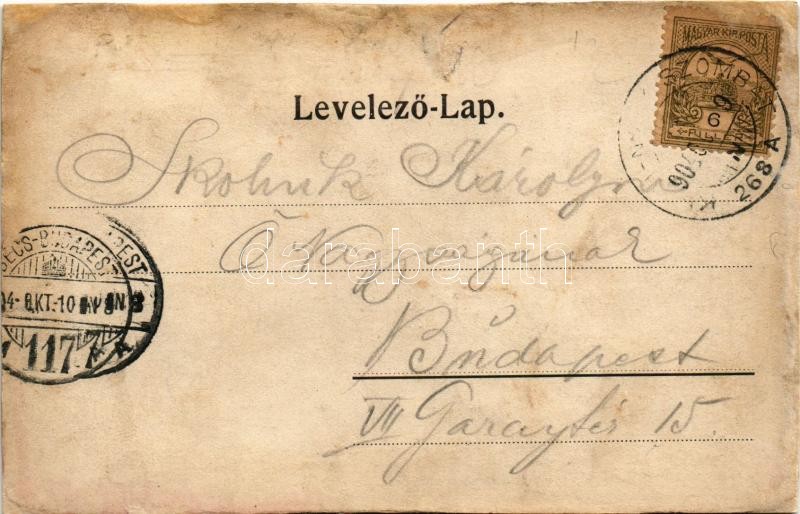 1904 Malacka, Malacky; látkép, népviselet, kolostor, belső. Wiesner Alfred kiadása / general view, folklore, monastery, interior. Art Nouveau, floral (r) - Image 2