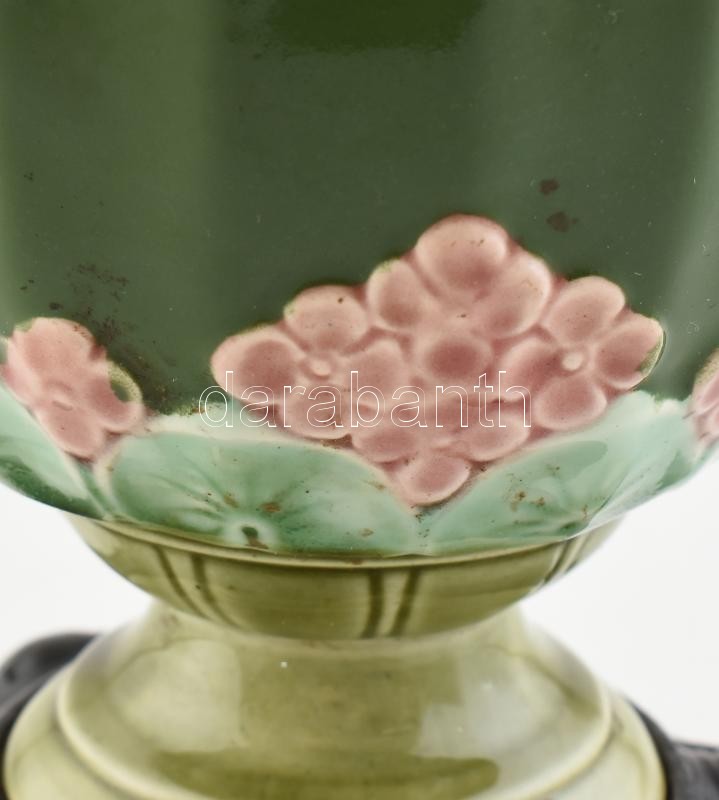 Szecessziós petróleum lámpa átalakítva lámpává, nem működik, sérült, kopott ernyővel, m:34cm - Image 2