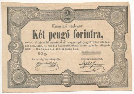 1849. 2Ft 'Kincstári utalvány' 'GQ g' T:III Adamo G108