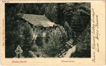 1903 Stószfürdő, Stoósz-fürdő, Kúpele Stós; Olvasóterem. Wlaszlovits Gusztáv kiadása / reading room