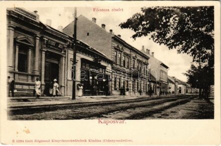 Kaposvár, Fő utca, Petersz József üzlete. Gerő Zsigmond kiadása (EK)