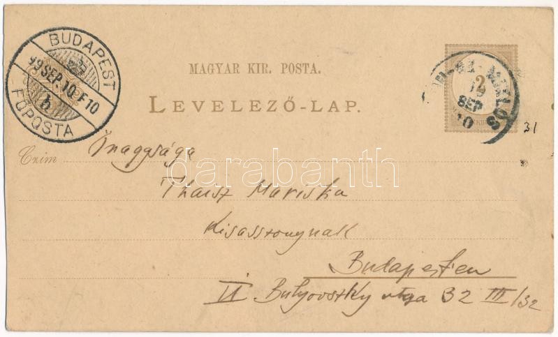 1899 (Vorläufer) Kunszentmiklós, kézzel festett művészlap (vágott / cut) - Image 2