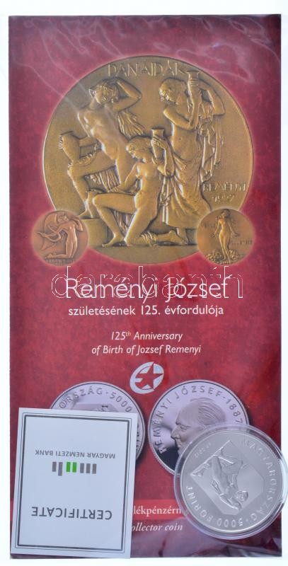 2012. 5000Ft Ag 'Reményi József születésének 125. évfordulója' kapszulában, tanúsítvánnyal, tájékoztatóval T:PP Adamo EM246