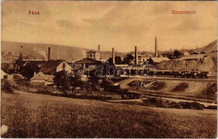 1911 Pécs, Bánya részlet, iparvasút. Karl Arthur kiadása