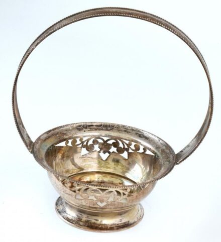 Ezüst (Ag) kosár betét nélkül, jelzett, 189 g, 20 cm