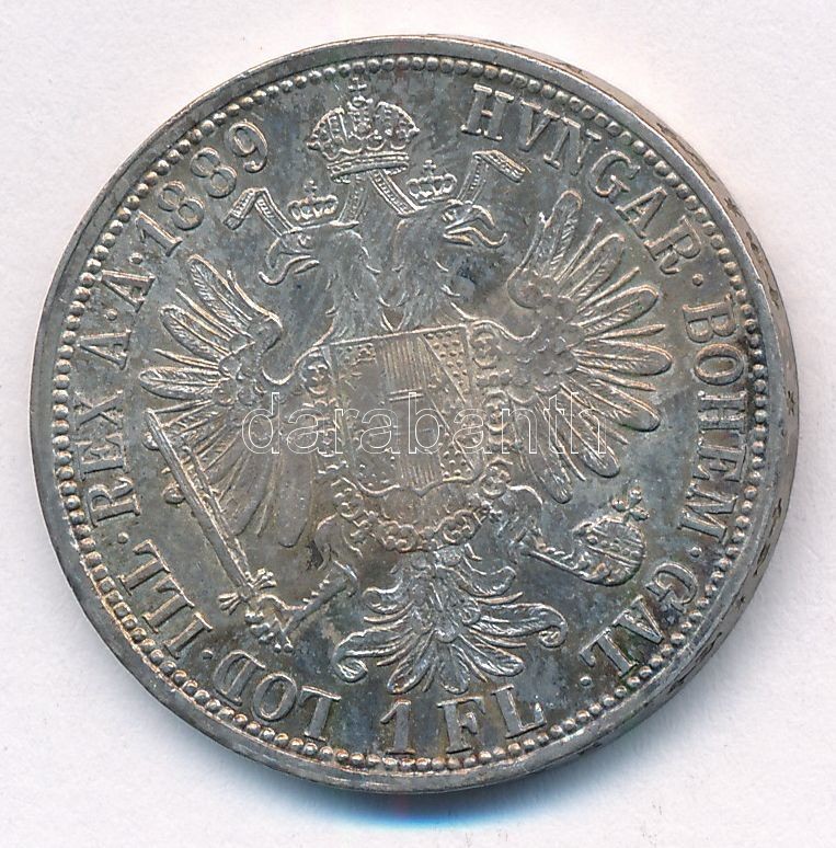 Ausztria 1889. 1Fl Ag 'Ferenc József' T:1- patina Austria 1889. 1 Florin Ag 'Franz Joseph' C:AU Krause KM#2222 - Image 2