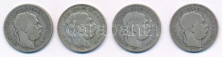 1892KB-1895KB 1K Ag 'Ferenc József' (4xklf) T:3 Adamo K5