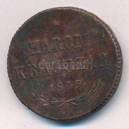 1849NB 3kr Cu T:2- patina, ph., ü. Adamo B2