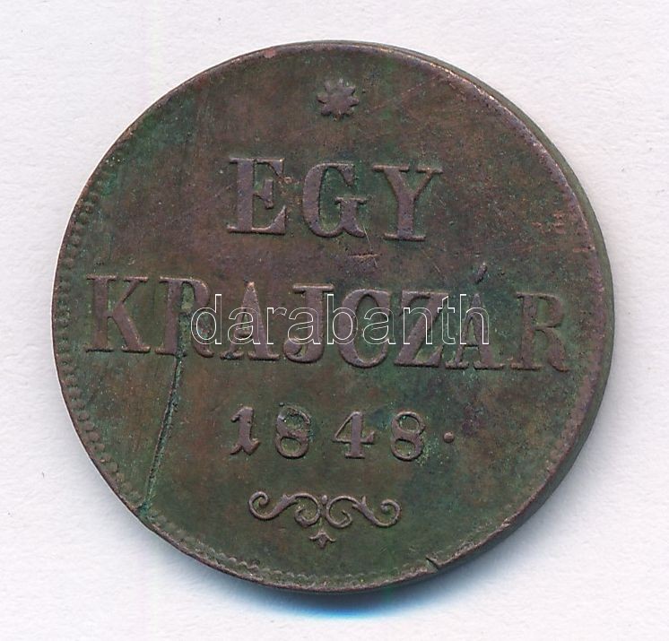 1848. 1kr Cu T:2 karc Adamo B1