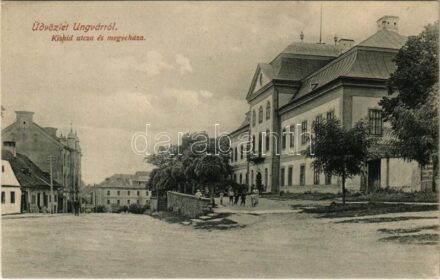 Ungvár, Uzshorod, Uzhhorod, Uzhorod; Kishíd utca és Megyeháza. Steinfeld Dezső kiadása / street view, county hall