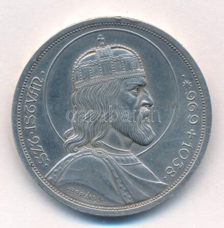 1938. 5P Ag 'Szent István' T:2 ph., patina Adamo P8.1