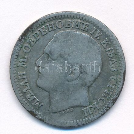 Szerbia 1879. 5p Br 'I. Milán herceg' T:2- patina Serbia 1879. 5 Para Br 'Milan I, as Prince' C:VF patina Krause KM#7