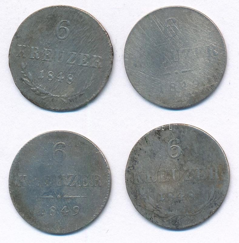 Ausztria 1848A 6kr Ag (4x) T:2-,3 Austria 1848A 6 Kreuzer Ag (4x) C:VF,F Krause KM#2199