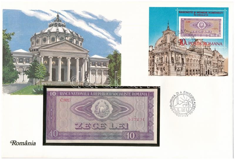 Románia 1966. 10L felbélyegzett borítékban, bélyegzéssel T:I Romania 1966. 10 Lei in envelope with stamp and cancellation C:UNC