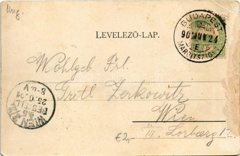 1901 Budapest XIII. Margitsziget, Fedett sétány és 'Neptun' csónakázóegyleti ház. Mezei Antalné kiadása (r) - Image 2