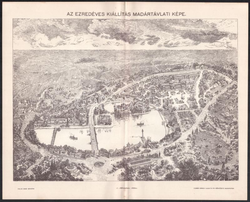 Az Ezredéves kiállítás, 4 db illusztrált melléklet a Pallas Nagy Lexikonából (a 'Millennium' cikkhez), 29,5x23,5 cm - Image 4