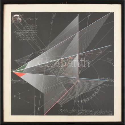 Jelzés nélkül: Geometria 2. Ofszet, papír, üvegezett fakeretben, 40×40 cm