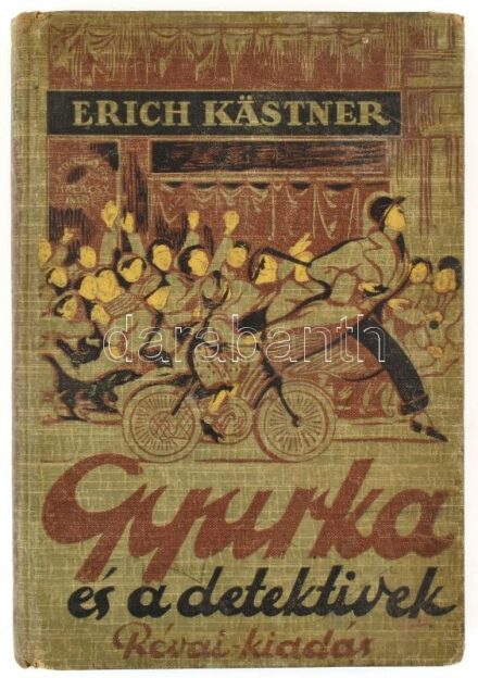 Erich Kästner: Gyurka és a detektivek. Átdolgozta: Halácsy Endre. Walter Trier rajzaival. Bp., é.n., Révai. Kiadói illusztrált egészvászon kötésben, kopott borítóval, foltos lapokkal.