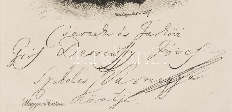 1827 gróf Dessewffy József - báró Langendorf rézkarca 11x15 cm - Image 2