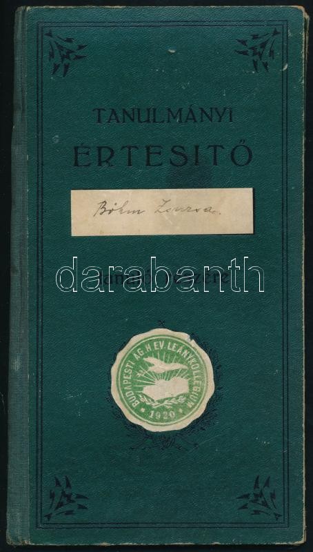 1930 zsidó lány tanulmányi értesítője