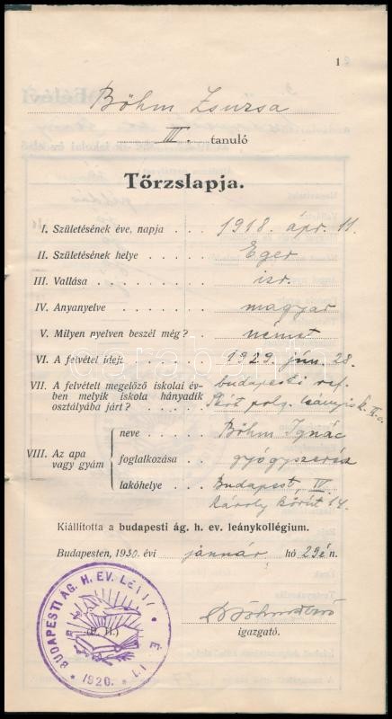 1930 zsidó lány tanulmányi értesítője - Image 3