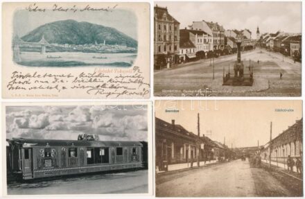 14 db RÉGI magyar város képeslap vegyes minőségben / 14 pre-1945 Hungarian town-view postcards in mixed quality