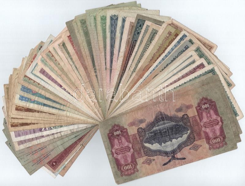 Vegyes 53db-os magyar és külföldi papírpénz tétel, nagyrészt magyar pengő és forint bankjegyek T:III,III- - Image 2