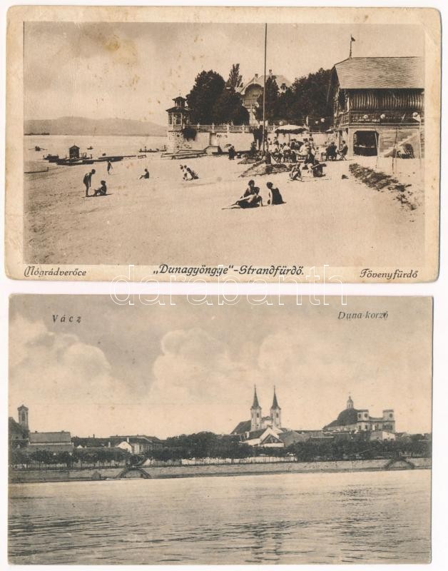 11 db RÉGI magyar város képeslap vegyes minőségben: Dunakanyar / 11 pre-1945 Hungarian town-view postcards in mixed quality - Image 2