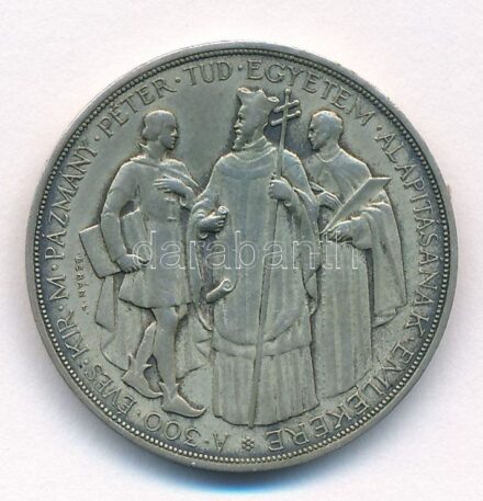 1935. 2P Ag 'Pázmány' T:2,2- patina Adamo P7.1