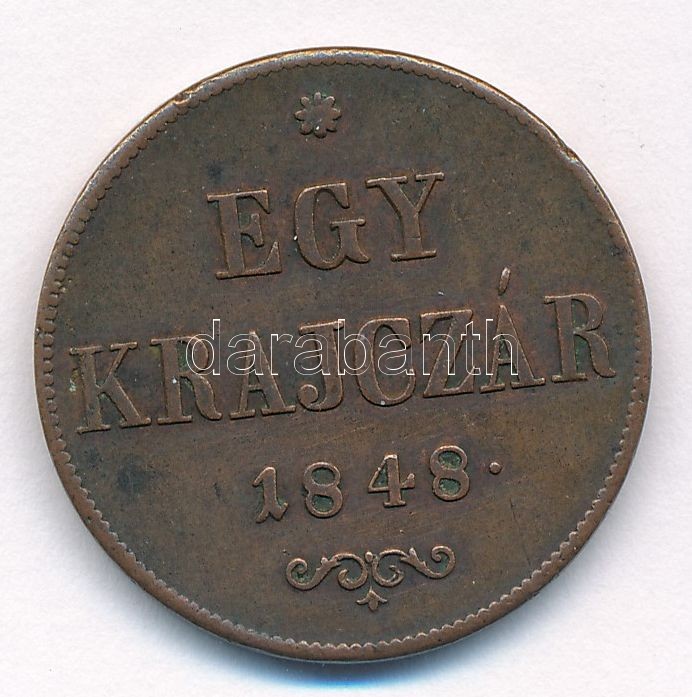 1848. 1kr Cu T:2 ph. Adamo B1