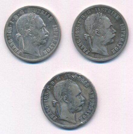 Ausztria 1882-1889. 1Fl Ag 'Ferenc József' (3xklf) T:2-,3 peremhiba, foglalatnyom Austria 1882-1889. 1 Florin Ag 'Franz Joseph' (3xdiff) C:VF,F edge error, frame mark Krause KM#2222