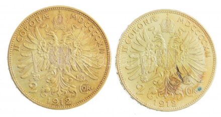 Ausztria 1912. 2K Ag 'Ferenc József' aranyozva (2x) T:2 Austria 1912. 2 Corona Ag 'Franz Joseph' gold plated (2x) C:XF Krause KM#2821