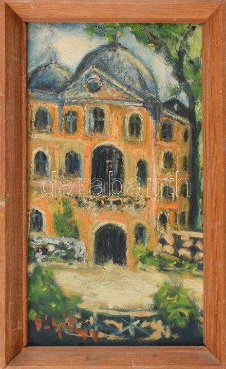 Jelzés nélkül: Nagytemplom. Olaj, karton. Fa keretben. 27x15 cm