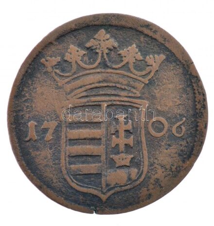 1706. X Poltura Cu 'II. Rákóczi Ferenc' (6,45g) T:3 Hungary 1706. X Poltura Cu 'Francis II Rákóczi' (6,45g) C:F Huszár: 1535., Unger II.: 1133.a