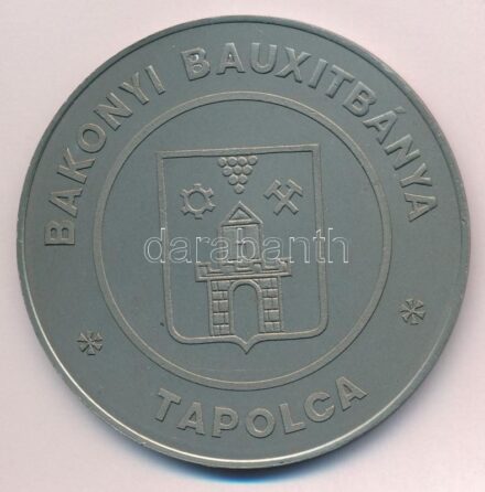1989. 'Bakonyi Bauxitbánya Tapolca / 77. Küldöttközgyűlés - 1892 OMBK - 1989. március 11.' kétoldalas Al plakett (75mm) T:2 patina, ph