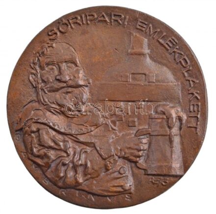 Rácz Edit (1936-) 1973. 'Söripari emlékplakett / 1854... és Kőbányán megindult a nagyüzemi serfőzés' kétoldalas Br emlékplakett (74mm) T:1-