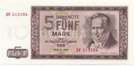 Német Demokratikus Köztársaság 1964. 5M pótkiadás 'ZV 512184' T:I German Democratic Republic 1964. 5 Mark replacement note 'ZV 512184' C:UNC Krause 22