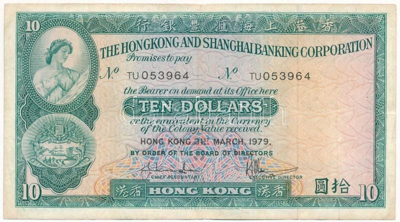 Hongkong 1979. 10$ 'TU 053964' T:III Hong Kong 1979. 10 Dollars 'TU 053964' C:F Krause 182.h