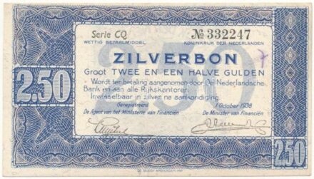 Hollandia 1938. 2 1/2G T:II Netherlands 1938. 2 1/2 Gulden C:XF