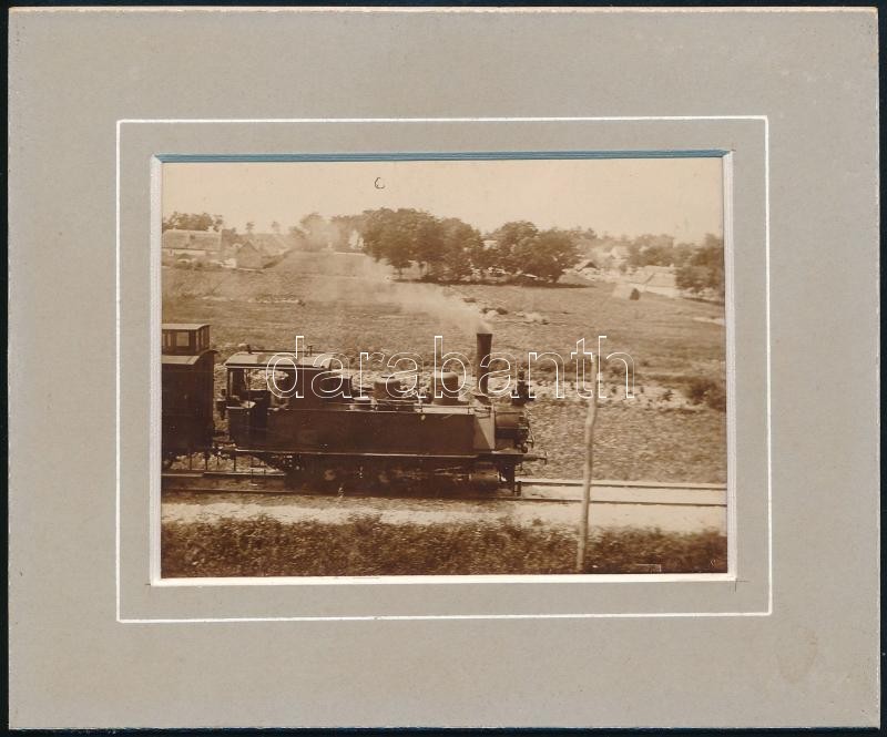 cca 1900 Gőzmozdony (MÁV XIVa/475???) munkában, keményhátú fotó, 8x11 cm