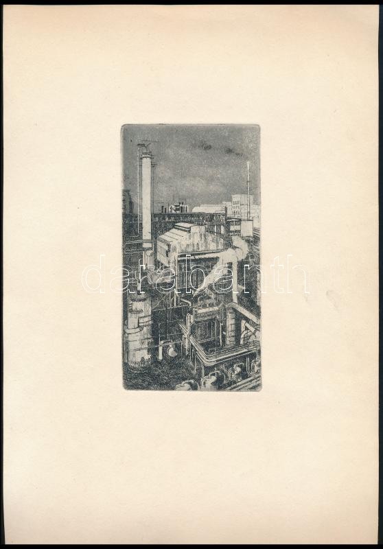 Jelzés nélkül: Gyár, 2 db rézkarc, papír, 9,5×12,5 és 15×7,5 cm