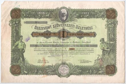 Almáskamarás 1927. 'Almás-Kamarás Községi Fogyasztási és Értékesítő Szövetkezet' összevont szövetkezeti üzletrésze 20P-ről szelvényekkel T:II-