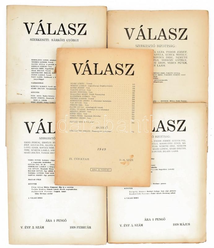 1935-1949 A Válasz c. folyóirat 5 db száma