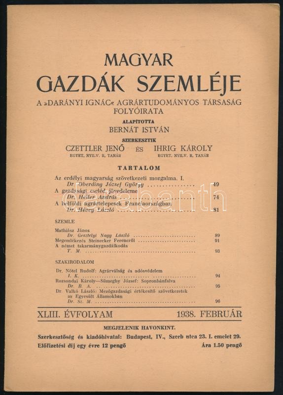 1937-1938 A Magyar Gazdák szemléje c. folyóirat 2db száma - Image 2